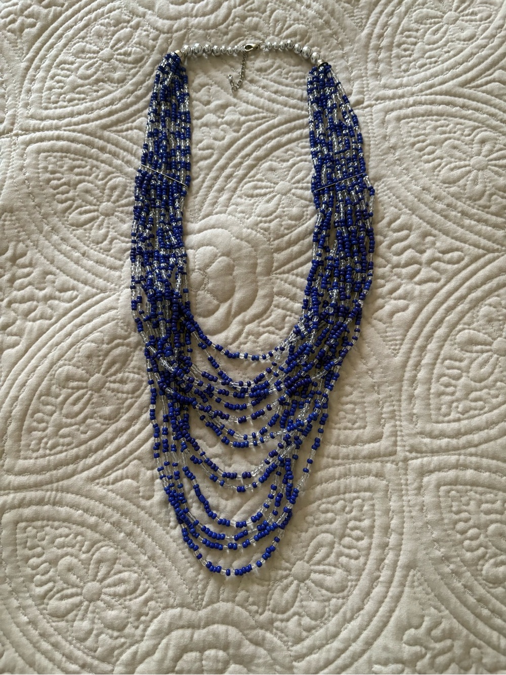 Multistrand Royal Blue Beaded Statement Necklace - Women Jewelry